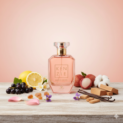 Kenzie Amber Lychee Eau de Parfum 100 ml – Parfum Mixte Fruité, Floral et Ambré